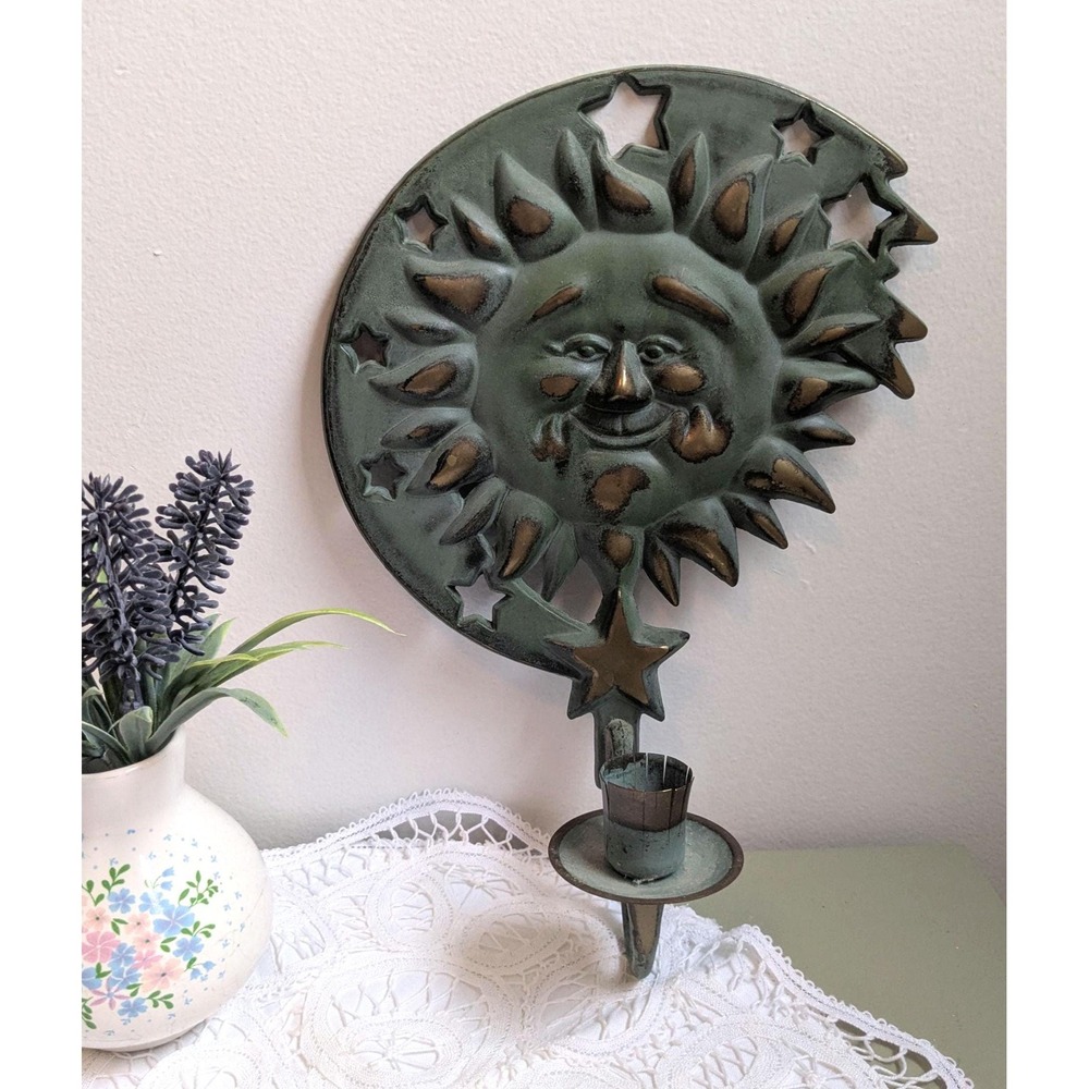 Vintage Partylite Sun Moon Wall Sconce Candle Holder,‎ Celestial 1994 Partylite